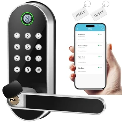 Image of Keyless Entry Fingerprint Smart Door Lock: Sifely Digital Electronic Lock with Code Passcode, Electric Knob, Biometric Handle Lock, Perfect for Exterior/Interior/Entry/Bedroom Doors (Gold)