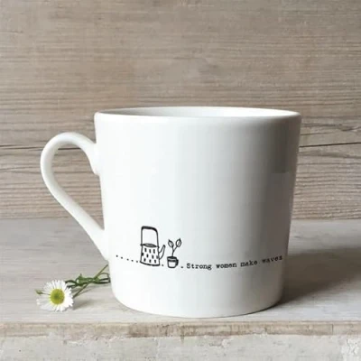 Image of East of India Porcelain Mug Wobbly Strong Women Make Waves