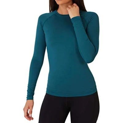 Image of TCA Womens Thermal Tops Long Sleeve Compression Shirt Base Layer Women Sports Running Gym Skiing Top Atlantic Deep, L