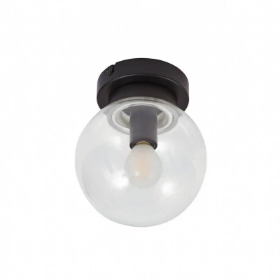 Image of Lucande Badolo ceiling light, black, glass, Ø 15 cm, IP44