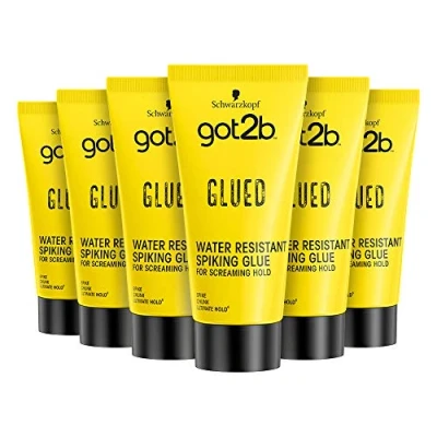 Image of Schwarzkopf got2b Glued Spiking Glue Hair Gel, Water Resistant, Strong Hold for Up to 72 Hours, 150 ml Pack of 6