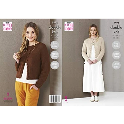 Image of King Cole 5495 Knitting Pattern Womens Cable Cardigan and Jumper in Alpaca DK