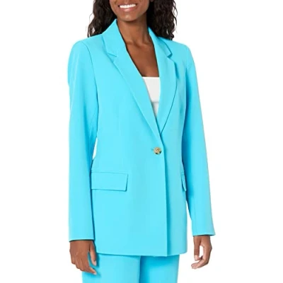Image of The Drop Women&#039;s Blake Long Blazer, Ocean Blue, 3XL Plus