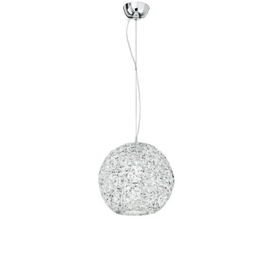 Image of ASTRA Dome Pendant Ceiling Light Chrome, Crystals 35x37cm