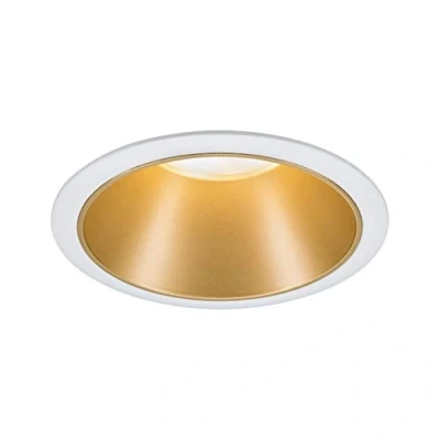 Image of Paulmann 93396 luminaire Cole Rigid Round dimmable Spotlight spot Aluminium, Plastic recessed lamp GU10, Matt White, Gold