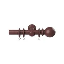 Image of Wooden Pole Ball Finial Curtain Hanging Set Dark Oak 120cm