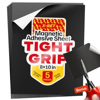 Image of Magnetic Adhesive Tape Sheets with Backing 5 PCs Each 20cmx25cm Flexible Paper Strong Self Sticky Magnet for Photo and Picture Magnets Craft