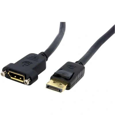 Image of StarTech.com 3ft (1m) Panel Mount DisplayPort Cable 4K x 2K 1.2 Extension Male to Female DP Video Extender Cord with Connector Monitor (DPPNLFM3)