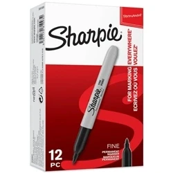 Image of Sharpie Permanent Black Marker Pens Pack of 12