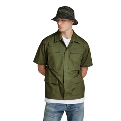 Image of G Star RAW Mens R 3N Slim Overshirt Green Cotton Size X Large