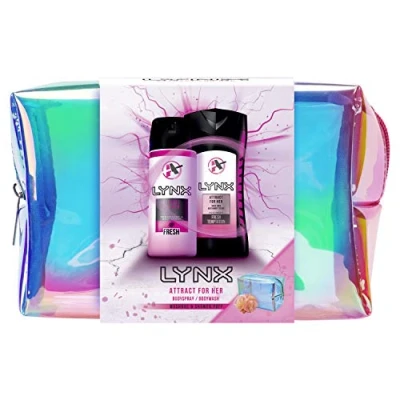 Image of Lynx Attract For Her Washbag Shower Gel &amp; Dedodrant Gift Set 2 Pack