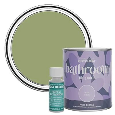 Image of Rust Oleum Green Water Resistant Bathroom Tile Paint in Matt Finish Familiar Ground 750ml