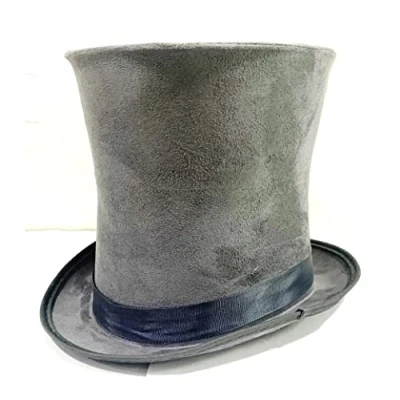 Image of STYLEX Tall Top Hat Bell Halloween Fancy Dress Steampunk Victorian (Grey)