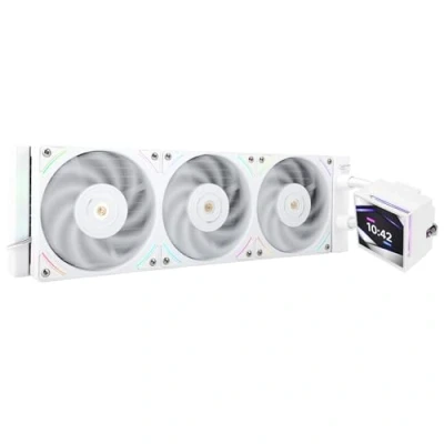 Image of Thermalright Hyper Vision 360 UB ARGB White AIO CPU Liquid Cooler,for AM5/Intel LGA1851/1700,3.95in Magnet Absorbent LCD Screen with 480x480 Resolution for Images,Magnetic Panel