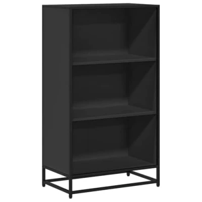 Image of vidaXL bookcase black 60x35x107.5 cm engineered wood book cabinet/room divider for home or office modern style with metal frame and durable shelves