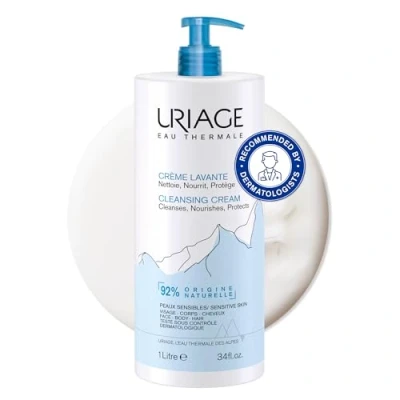 Image of Uriage Cleansing Cream 1L Moisturizing Body Cleanser with Shea Butter 2 in 1 &amp; Nourishing Face, Hair 92% Natural Origin, Paraben Soap Free Physiological pH