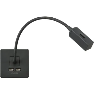 Image of KnightsBridge Screwless Reading Light with Dual USB Charger Anthracite
