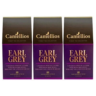 Image of Earl Grey Tea, Pyramid Tea Bags, Camellios (45 3 Pack)