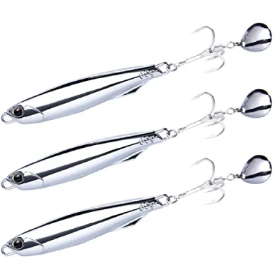 Image of Dr.Fish 3pcs Sea Fishing Lure Vertical Diamond Jigging Spoons 30g for Mackerel Cod Bass Pike Tackle with Treble Hooks Casting Spinners Metal Jigs(Colorado Blade)