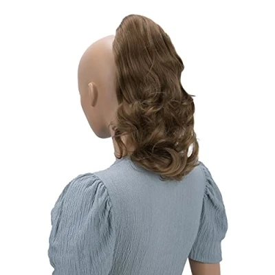 Image of CAISHA 14&quot; Natural Wavy Ponytail With Butterfly Clip Hairpiece Heat resistant Synthetic Fibres Medium Brown H85