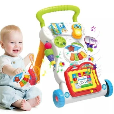 Image of Gziztx Baby Walker First Steps Push Along with Detachable Phone, Piano, Drawing Board, Shapes, Sounds, Music, Suitable for Babies Aged 6 Months and Above, Boys Girls