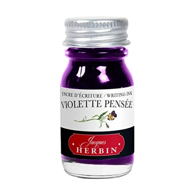 Image of Herbin 11577T 10ml bottle of ink for fountain pens and roller (product without packaging zero waste objective), Violette pensée/Violet Pansy