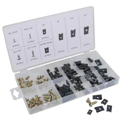 Image of Screw and U Type Cushion Speed Clips Assortment Kit Fastener Trim Panel 170pcs