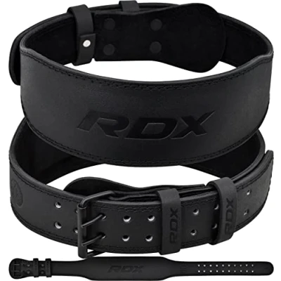 Image of RDX Weight Lifting Belt Gym Fitness, Cowhide Leather, 4 6 Padded Lumbar Back Support, 10 Adjustable Holes, Weightlifting Powerlifting Bodybuilding Deadlift Squat Workout Strength Training, Men Women