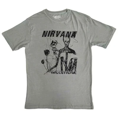 Image of Nirvana T Shirt Incesticide Stacked Band Logo Official Unisex L Green