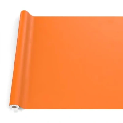 Image of ANRO Oilcloth Tablecloth, Washable, Oilcloth, Garden Outdoor, Indoor, 160 x 140 cm, Cut Edge, Orange