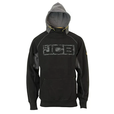 Image of JCB Horton Hoodie Black, Navy or Sand (Sizes S XXL) Work Hooded Jumper (Medium, Black/Grey)