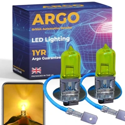 Image of Argo H3 Bulb 100w Xenon Yellow Gold Euro 3000k Super Bright Replacement Headlight 453 Pk22s 483 Car Van Front Fog Light Lamp High Low Beam Upgrade Halogen Bulbs 12v