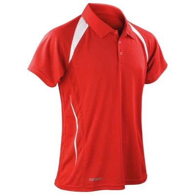 Image of Spiro Men&#039;s Team Spirit Polo T Shirt Red/White, 2X Large