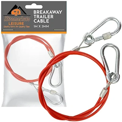 Image of Xtremeauto Easy Quick Fit Breakaway Cable Carbine Threaded Hook Towing Caravan Trailer