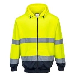 Image of Portwest B317 Hi Vis Contrast Zipped Hoodie Yellow/Navy, Medium