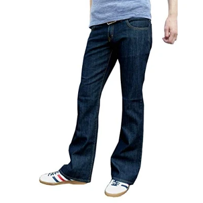 Image of Fuzzdandy Mens Indigo Bootcut Flares Jeans 30 32 34 36 (36 Waist Leg)