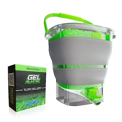 Image of Gel Blaster Gellet Depot Collapsible Ammo Tub Fast Loading Nozzle &amp; Built in Strainer Hydrates Stores 10,000+ Gellets Space Saving Design Official Accessory, for Ages 14+