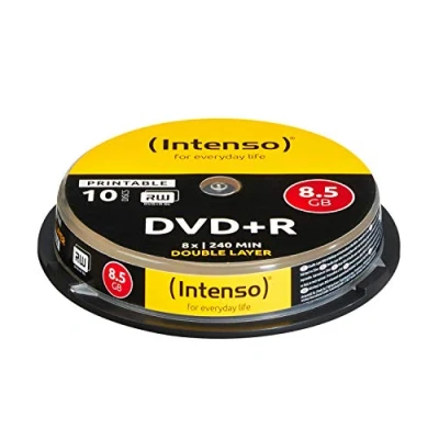 Image of Intenso 4381142 DVD+R 8x Duel Layer Printable 10 Pack Cakebox
