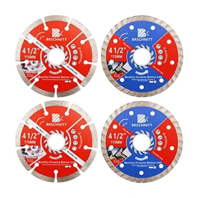 Image of BRSCHNITT Diamond Blade Set,115mm Arbor 22.23mm 16mm for Granite,Stone,Masonry,Terrazzo,Paver,Concrete,Pack of 4 Dry/Wet Circular Saw Cutter Angle Grinder Cutting Disc