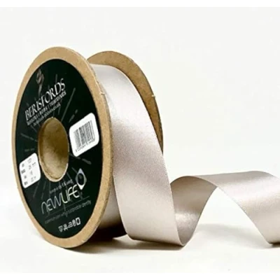 Image of Berisfords 25mm 18 Silver Grey NewLife Satin Ribbon 100% Recycled 20m Reel