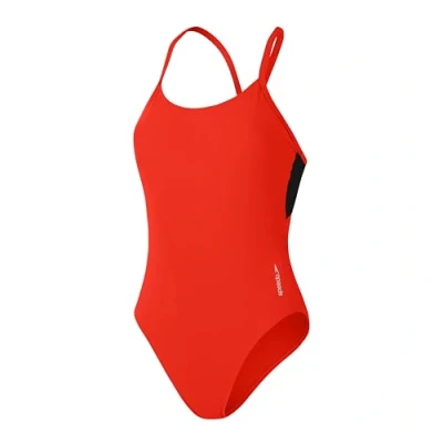 Image of Speedo Women&#039;s Solid Racerback 1 Piece Swimsuit Swim Fitness Soft Feel Stylish Design, Dragon Fire, XL