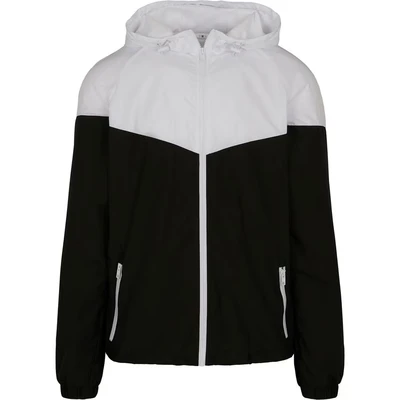 Image of Build Your Brand Men&#039;s 2 Tone Tech Windrunner Windbreaker, Black/White, XXXXL