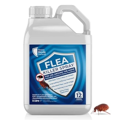 Image of Flea Spray For The Home 5 Litre Treatment Households &amp; Carpets Eradicates Infestations Completely Kills Fleas, Larvae Eggs on Contact