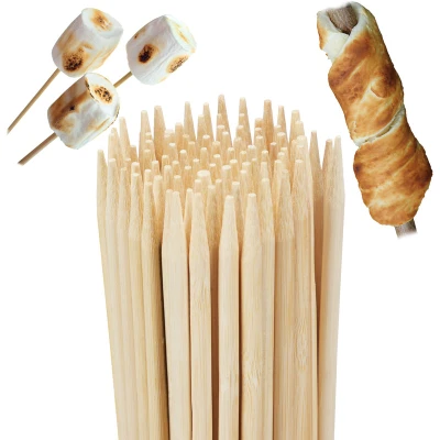 Image of Relaxdays Bamboo Barbecue Skewers, Set of 100, For Bonfires and Marshmallows, Universal, 90 cm Long, Natural