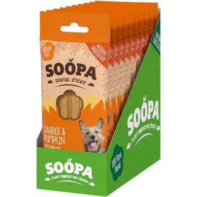 Image of Soopa 10 Pack Carrot and Pumpkin Natural Dental Sticks, orange