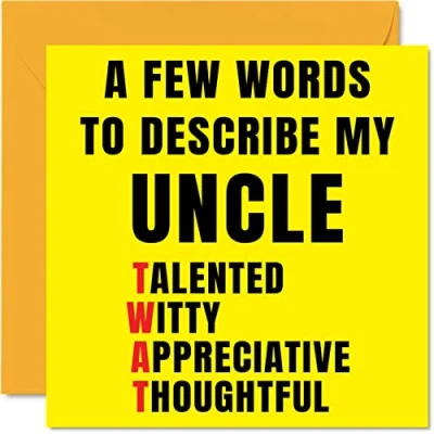 Image of Rude Birthday Cards for Uncle Few Words Describe Tw*t Joke Happy Card from Niece Nephew, Banter Gifts, 145mm x Offensive Greeting Gift