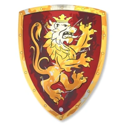 Image of Liontouch Noble Knight Shield, Red/Small 39 x 30 cm Medieval Pretend Play Foam Toy For Children With Golden Lion Theme Safe Battle Accessory Dress Up &amp; Costumes Boys