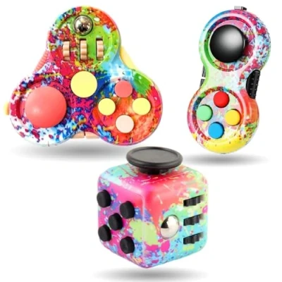 Image of Steemjoey 3 PCS Fidget Toy Set, Pad, Cube Sensory Relieves Stress and Anxiety Toys Finger Office Classroom Gift for ADD, ADHD, Autism, Adults, Kids (Colour)