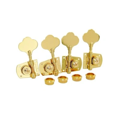Image of Guyker Bass Machine Head (2R + 2L) 1:21 Ratio Gear Open Frame Tuners Tuning Key Pegs Replacement for Electric Jazz Guitar or Precision Instruments, Gold