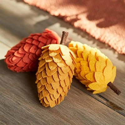 Image of Lights4fun Set of 3 Felt Acorn Halloween Autumn Fall Decorations 11cm Indoor Use